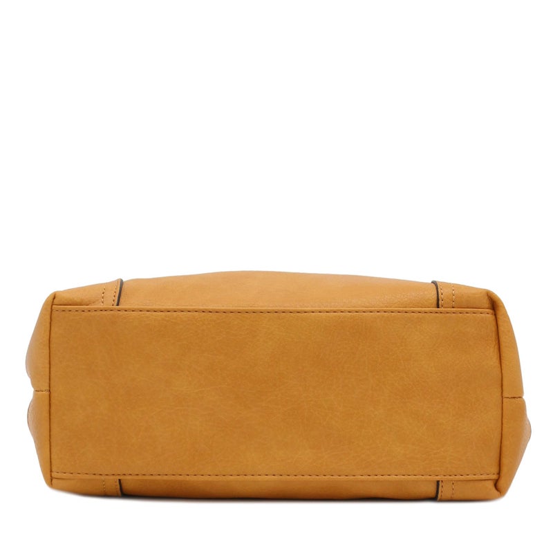 Alyssa Hobo Shoulder Bag with Big Snap Hook Hardware (Mustard) - Image 4